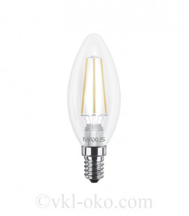 LED лампа MAXUS (filam), C37, 4W, яркий свет E14