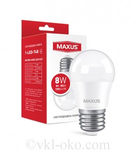 Лампа светодиодная MAXUS G45 8W 3000K 220V E27 1-LED-747
