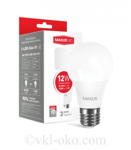 LED лампа MAXUS A65 12W теплый свет 220V E27