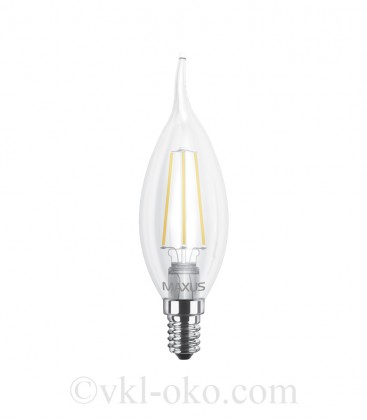 LED лампа MAXUS (filam) C37 4W яркий свет E14