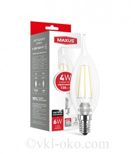 LED лампа MAXUS (filam) C37 4W яркий свет E14