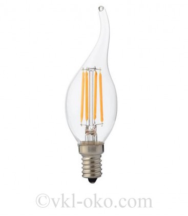 Светодиодная лампа свеча на ветру LED Horoz FILAMENT FLAME-4 4W  Е14