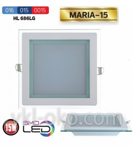 Светильник потолочный LED Horoz MARIA 15W  (стекло, квадрат)